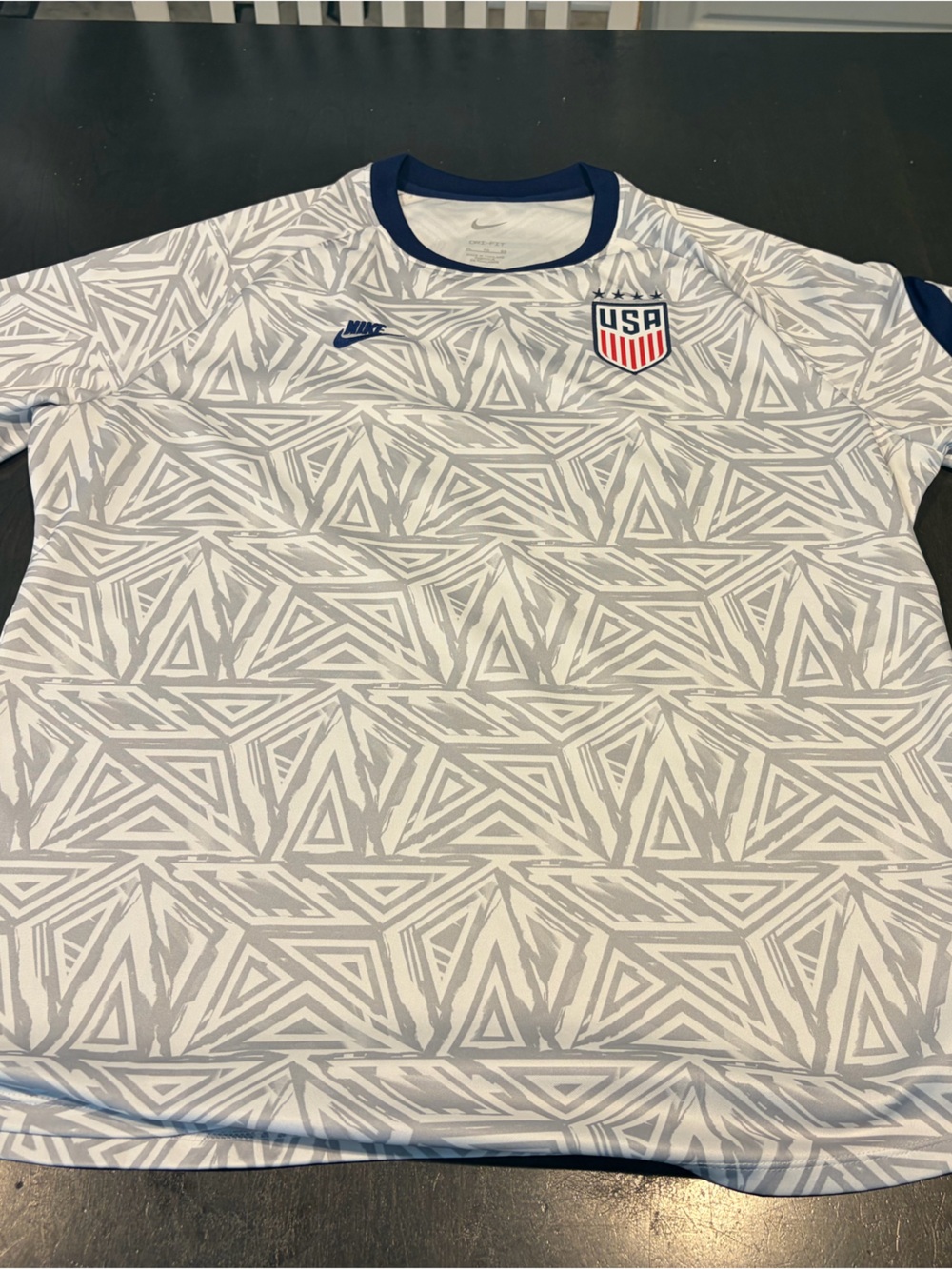 Nike White & Navy USA USWNT Geometric Men’s Soccer Pre-Match Jersey size XL